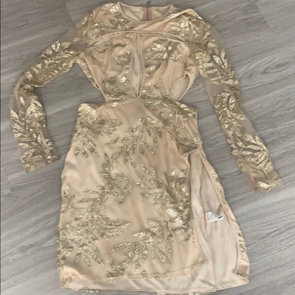 Gold glitter split dress